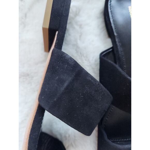 Defect New Mansur Gavriel Suede Double Strap Flat Sandal Size 38 Black - Picture 6 of 9